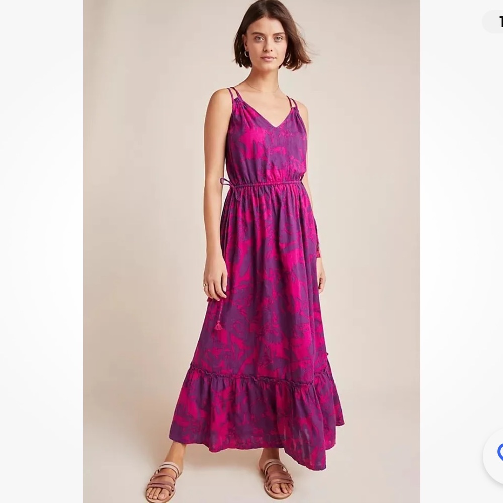ANTHROPOLOGIE SATURDAY SUNDAY YASMINE MAXI DRESS PURPLE FLORAL SIZE SMALL